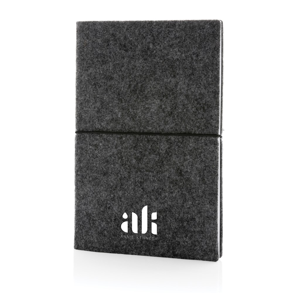 GRS certified recycled felt A5 softcover notebook