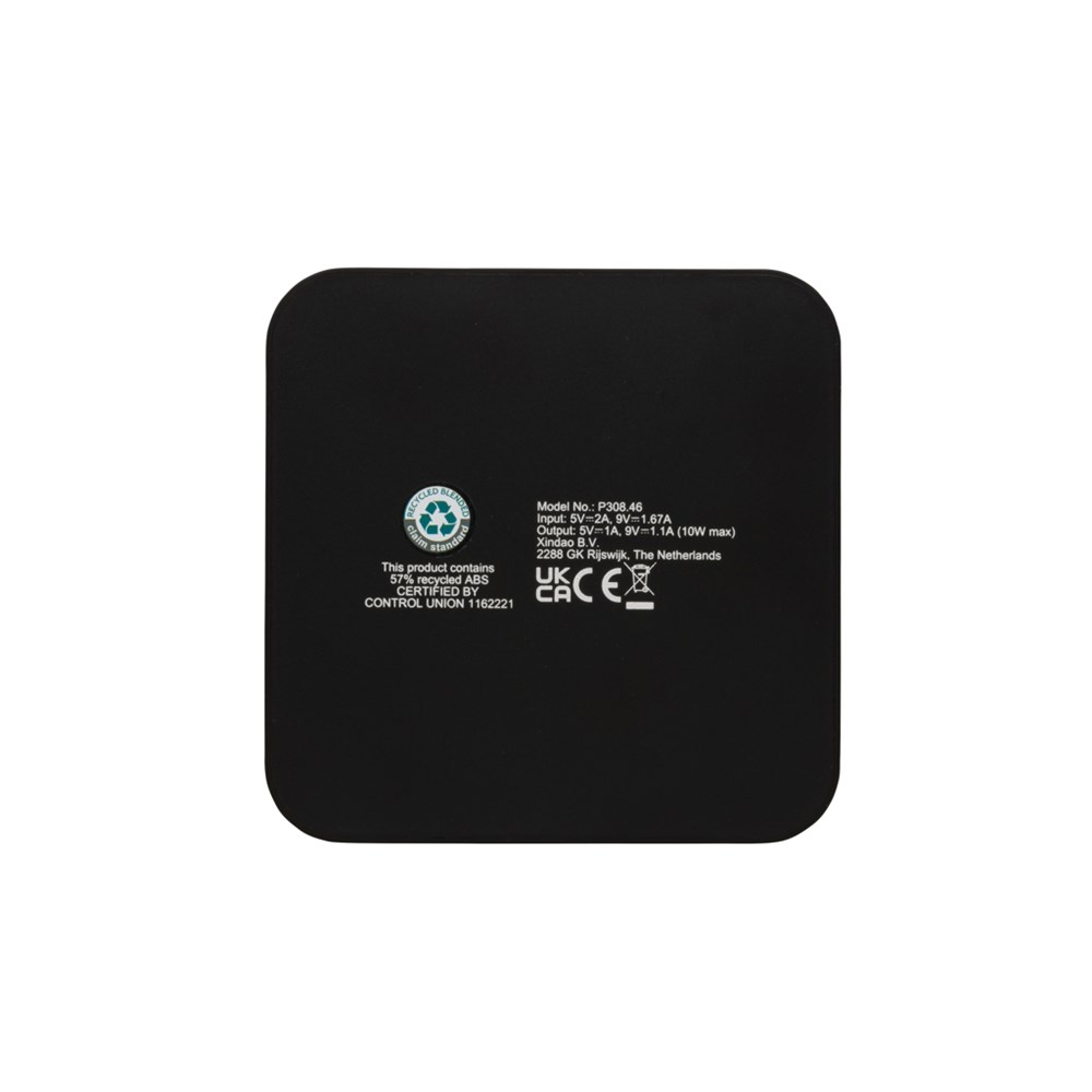 RCS recycled plastic 10W Wireless charger with USB Ports