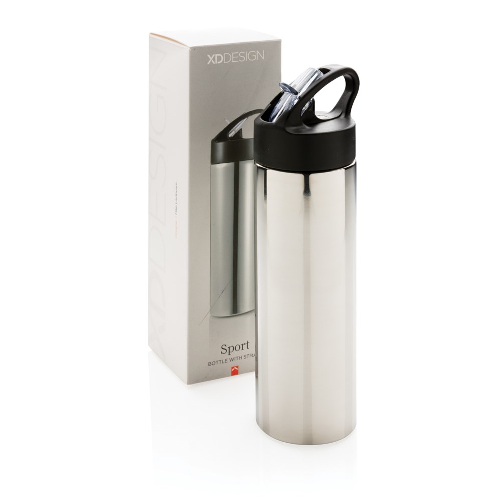 Sport bottle with straw